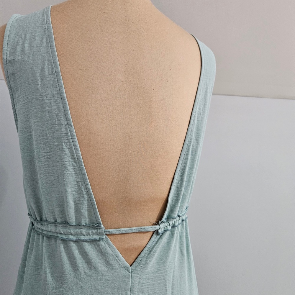 Cupshe Sage Green V-Neck Open Back Ruffle Hem Maxi Dress Large Swim Cover Beachy - Picture 6 of 12